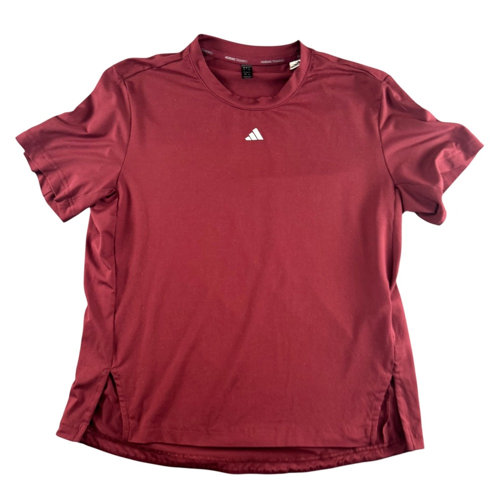 Adidas Training Womens T-Shirt Burgundy Maroon Short Sleeve Logo Size L